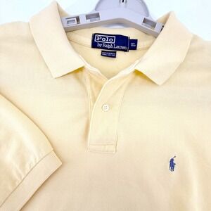 Polo Ralph Lauren Mens XL Buttery Yellow Pique Cotton Blue Pony Logo Polo Shirt